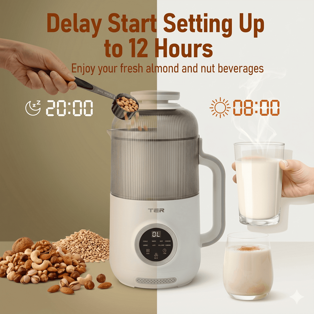 40 oz Nut Milk Maker Machine, 10-in-1 Automatic Soy Milk Maker for Almond, Oat & Soy Milk, Plant-Based Milk Maker with Delay Start, Keep Warm, Self Cleaning & Boil Water