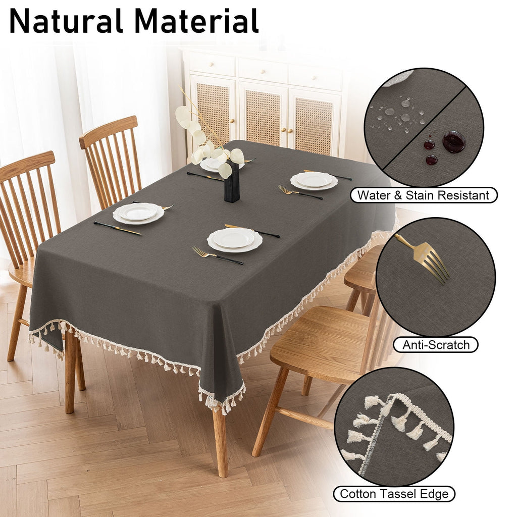 Soulgenix Tablecloth, 55"*70" Rectangle Table Cloth with Tassel, Table Cover for Dining, Party, Home, Fits Tables 30"×45" (4-6 seats), Beige