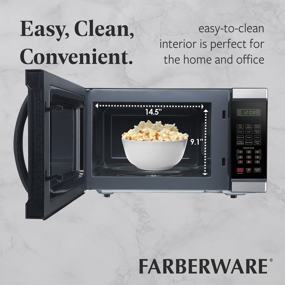 Farberware 1.1 cu ft Microwave Oven, 1000W Professional Countertop Microwave Oven, Stainless Steel
