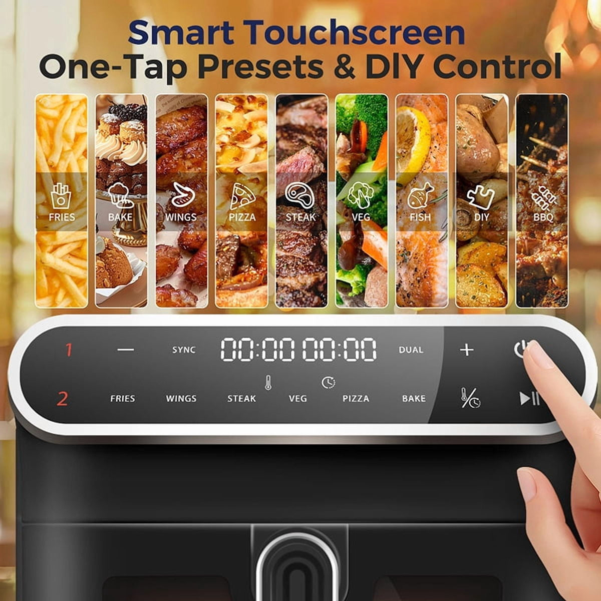 WHALLSE Dual Basket Digital Air Fryer Oven with View Windows, 2 Independent 5.5 Qt Baskets, 1650W, New