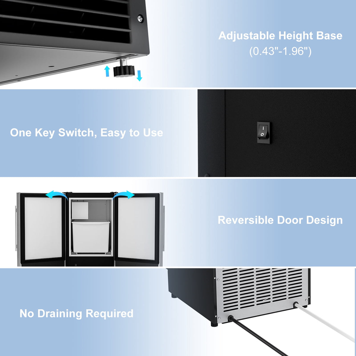 OUTBID 15" Under Counter Ice Maker Drainless, 25 lbs/24H Crescent Ice Machine with 22 lbs Storagefor Home Bar Kitchen Commercial, ETL