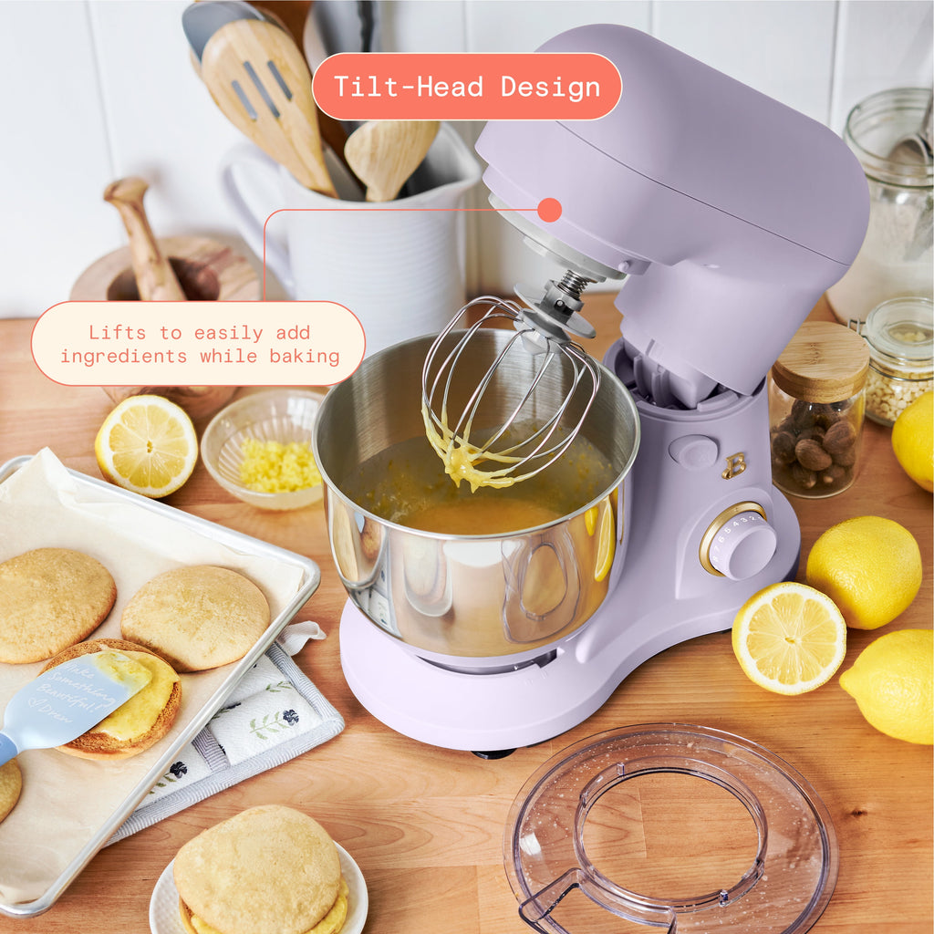Beautiful 3.5 Qt Stand Mixer with Flat Beater, Dough Hook, Balloon Whisk, Chocolate by Drew Barrymore