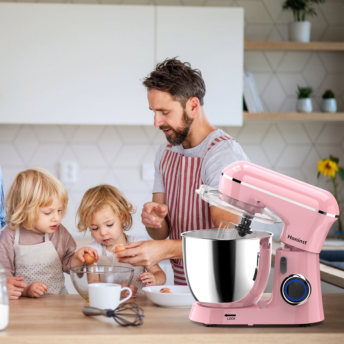 Honinst 6.5 QT Electric Stand Mixer, 10+P Speeds Lightweight with Tilt-Head Kitchen Stand Mixer, Dough Hook, Whisk, Beater and Bowl, Food Mixer for Baking, Cake and Most Home Cooks