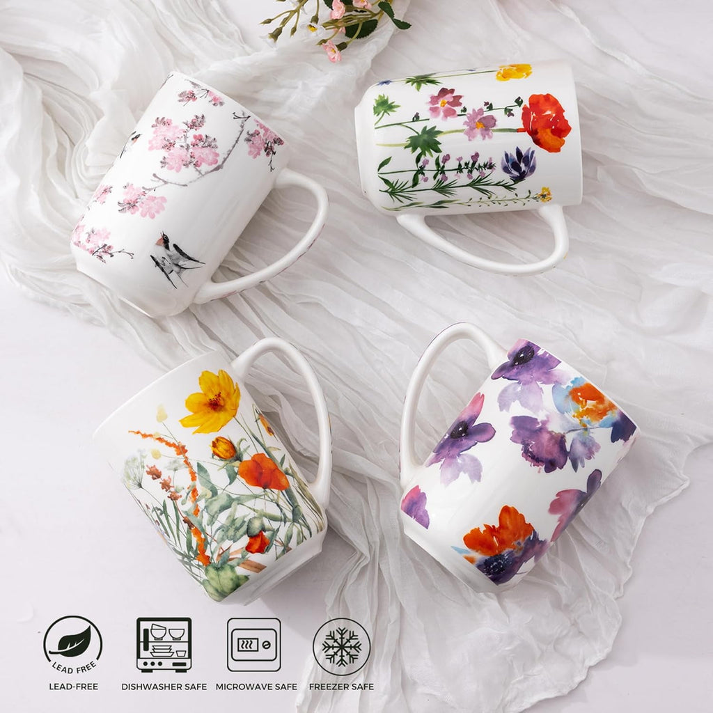 AmorArc Porcelain Tea Mug with Infuser and Lids, 18 Oz Cup Strainer Bag Holder for Loose Leaf Tea, Steeping Coffee Well-wrapped Box House-warming Wedding Birthday Gift, YelloRed