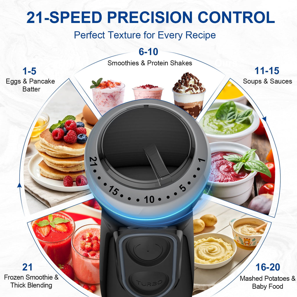 CUOCCO PRO Immersion Blender Handheld, 1100W Hand Blender with 21 Speeds & Turbo, Hand Mixer for Smoothies, Soups & Baby Food, Dishwasher Safe, Red