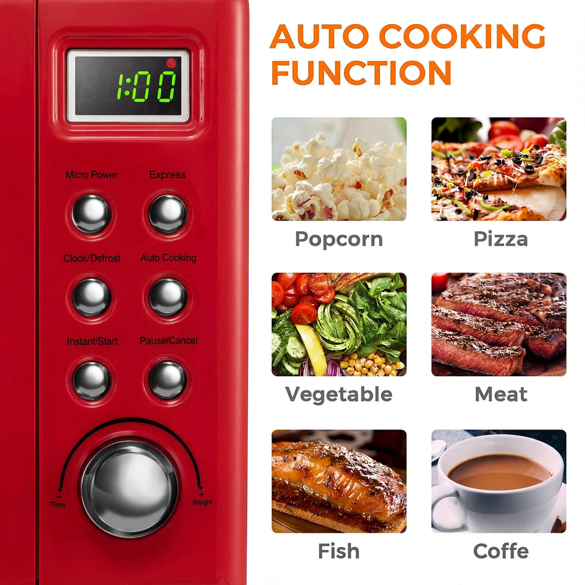Costway 0.7 Cu.ft Retro Countertop Microwave Oven 700W LED Display Glass Turntable Rose Gold