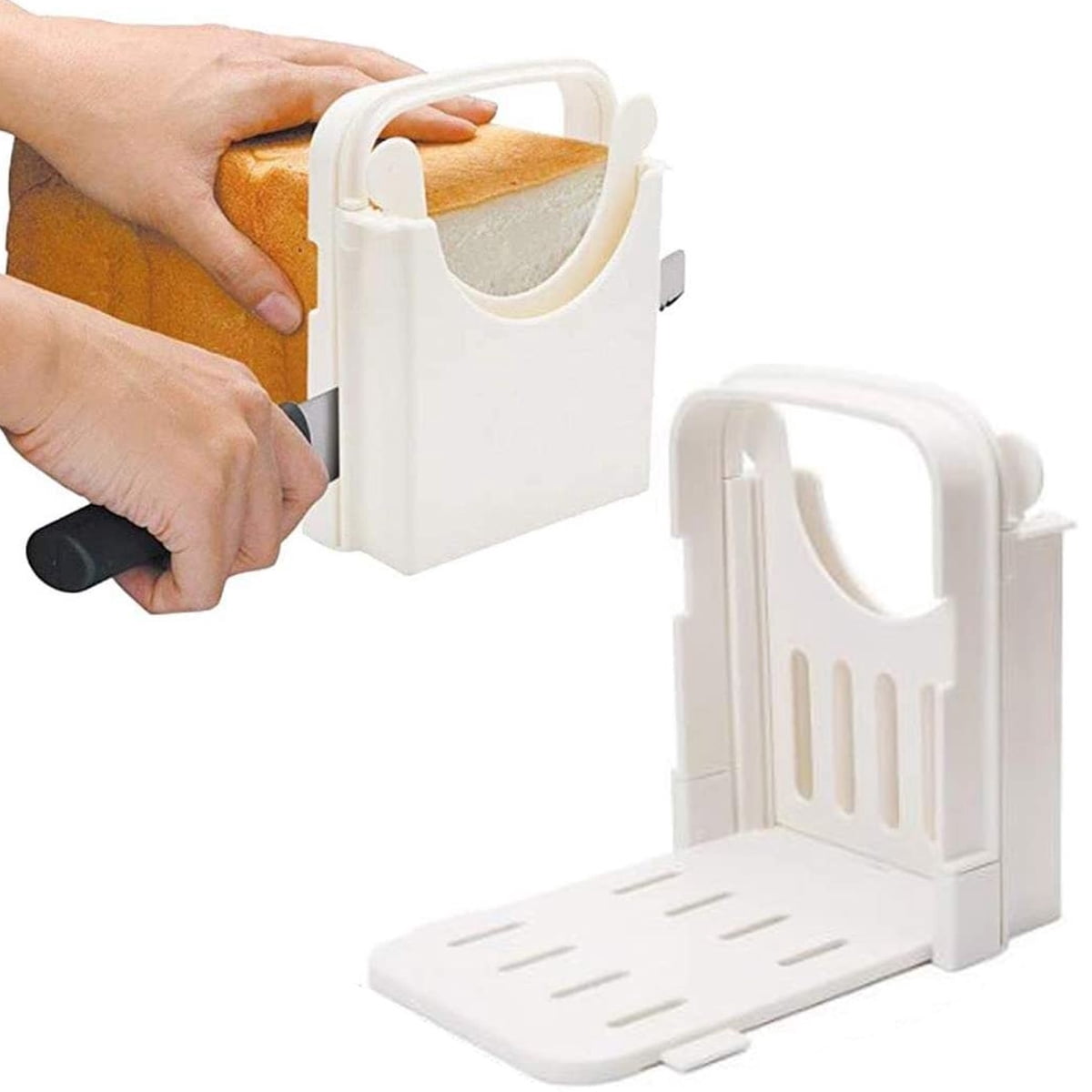 Xiyztok Bread Slicer Foldable Toast Slicer Tool Adjustable Toast Loaf Slicing Machine Plastic Bread Cutting Guide Tools for Homemade Bread Kitchen Baking Tool