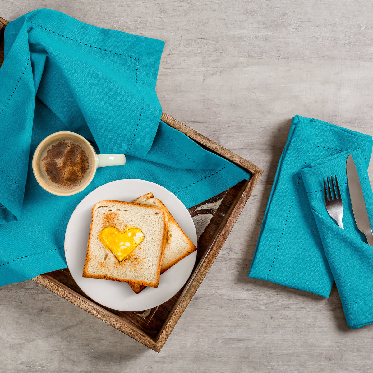 Twiny Threads Set of 4 Hemstitch Reusable Cloth Dinner Napkins - Navy