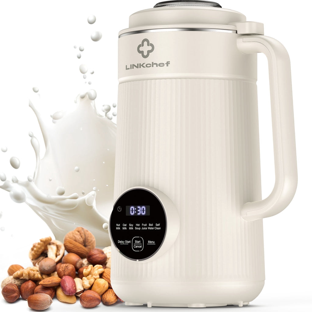 LINKChef Nut Milk Maker 40 oz Almond Oat Soy Milk Maker Blender with Self-Cleaning, Delay Start and Keep Warm, Homemade Dairy-Free Milk Machine for Hot & Cold Drinks