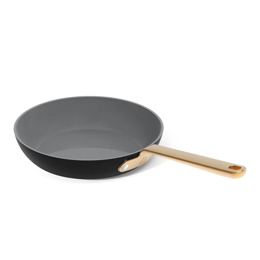 Beautiful 12-Piece Cookware Set, Pots and Pans with Strainer Lids and EverGood Ceramic Nonstick Coating, White Icing by Drew Barrymore