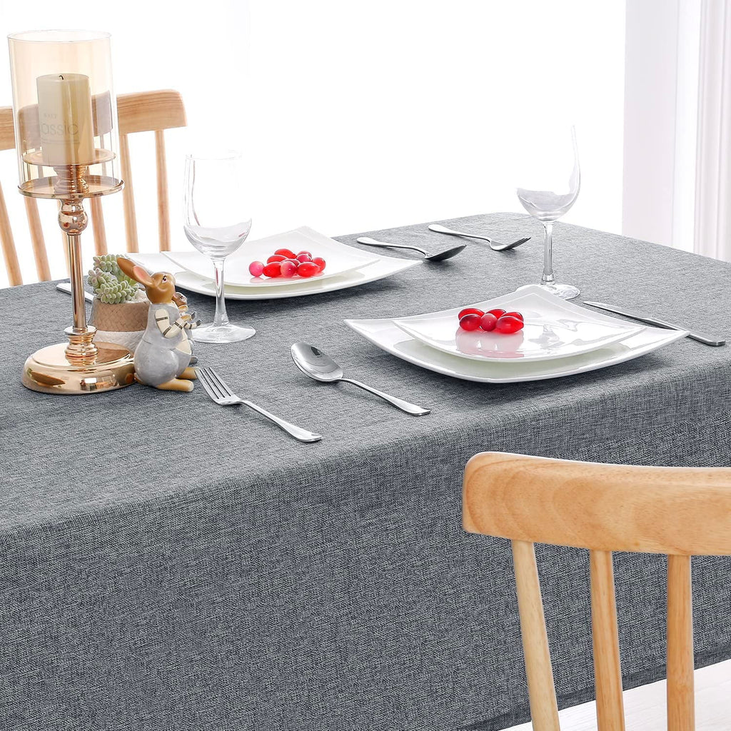 Hiasan Faux Linen Rectangle Tablecloth - Wrinkle and Stain Resistant Washable Tale Cloth for Kitchen Dining Room Holiday Table Cover for Party Dinner, Beige, 60 x 84 Inch