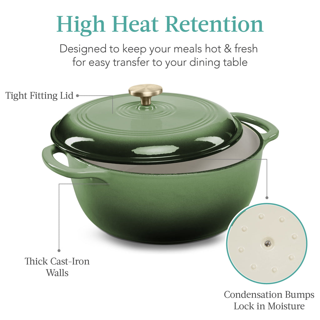 Best Choice Products 6 Quart Enamel Cast-Iron Dutch Oven, Heavy-Duty Cookware w/ Dual Handles, Lid - Cornflower Blue