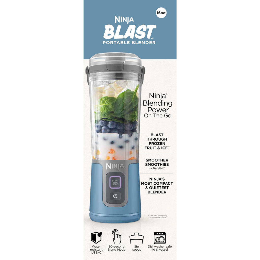 Ninja Blast Portable Personal 18 Oz Blender w/ Leak Proof Lid & Easy Sip Spout, Rechargeable Base, BC150PK Pink