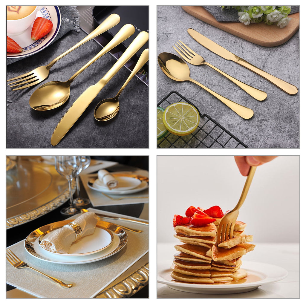 20 Piece Silverware Set, ENLOY Stainless Steel Solid Flatware Cutlery for 4, Modern & Elegant Design, High Quality Gift
