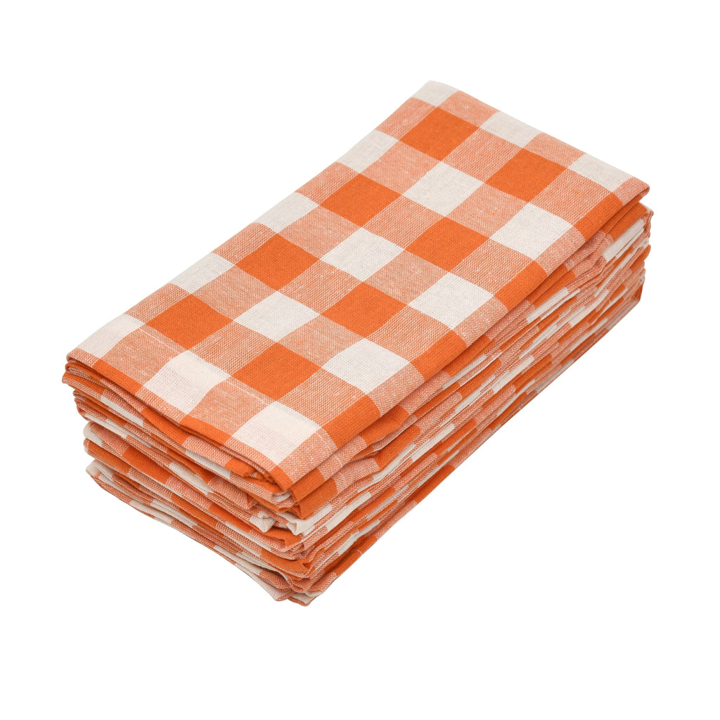 GFI LINEN CLUBS 100% Cotton Gingham Cloth Dinner Napkins, 18 x 18 in, Set of 12, Blue & White