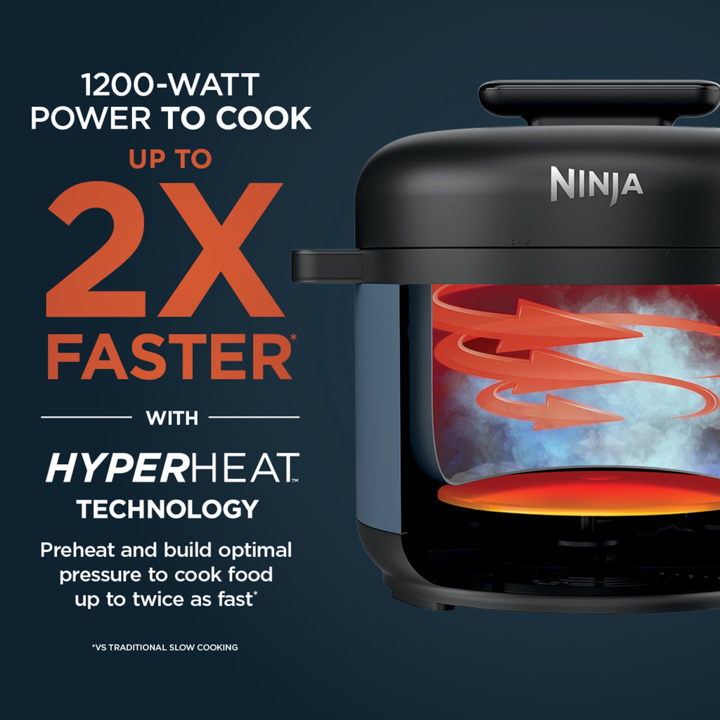 Ninja HyperHeat 8-in-1 Electric Pressure Cooker with SimpliServe Pot — 6.5 Qt, Cooks Up to 2X Faster, 1200W, Feeds 8–10, Sage Leaf