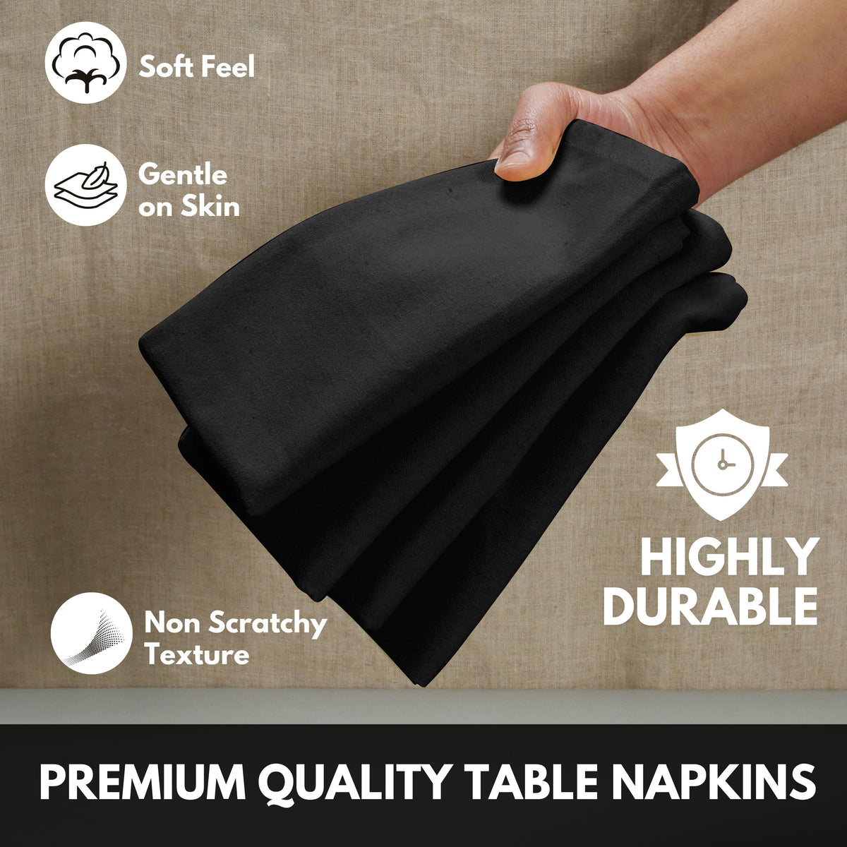 Softopia Cotton Dinner Table Fabric Napkins 17"x17", Set of 12 - Light Blue