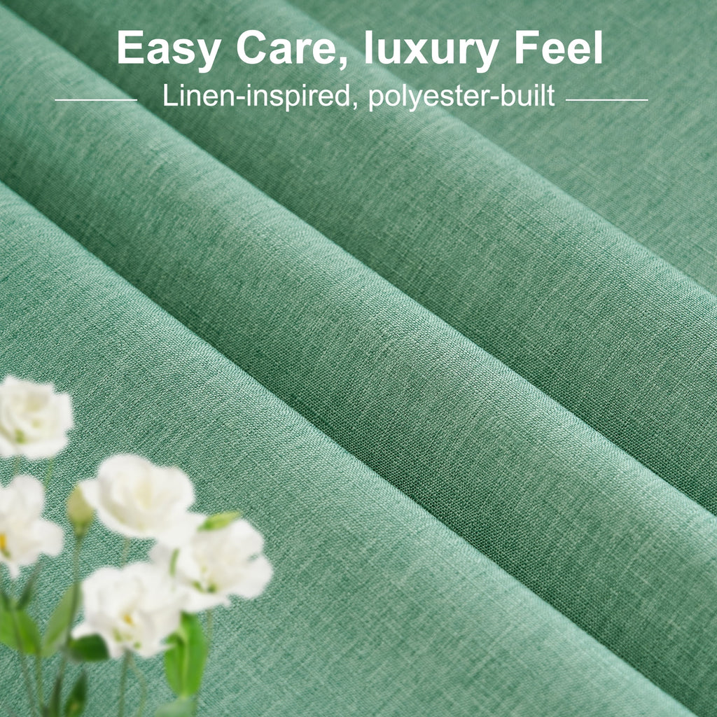 Inosoo Faux Linen Textured Rectangle Tablecloth - 60 x 84 inch Waterproof & Machine Washable Linen-Look Cloth Table Cover, White