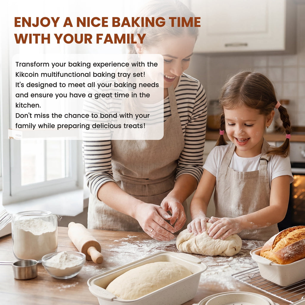Kikcoin Bakeware Set, 21-Piece Baking Pans Set Kitchen Carbon Steel Baking Sheet Pans with Silicone Handles, Cookie Sheets Nonstick(Beige)