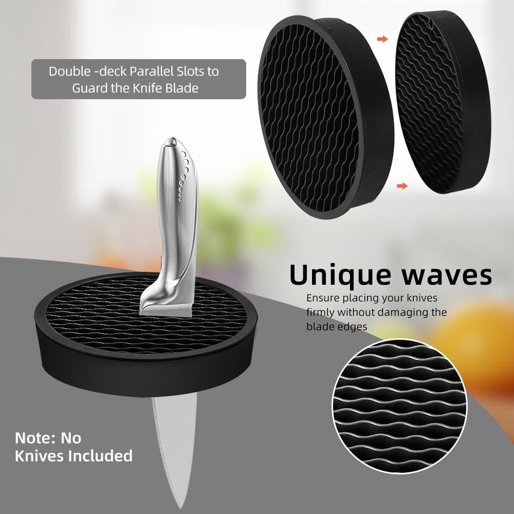 MYVIT Kitchen Knife Holder without Knives Round Empty Knife Block Holder for Countertop Storage Organizer,Black