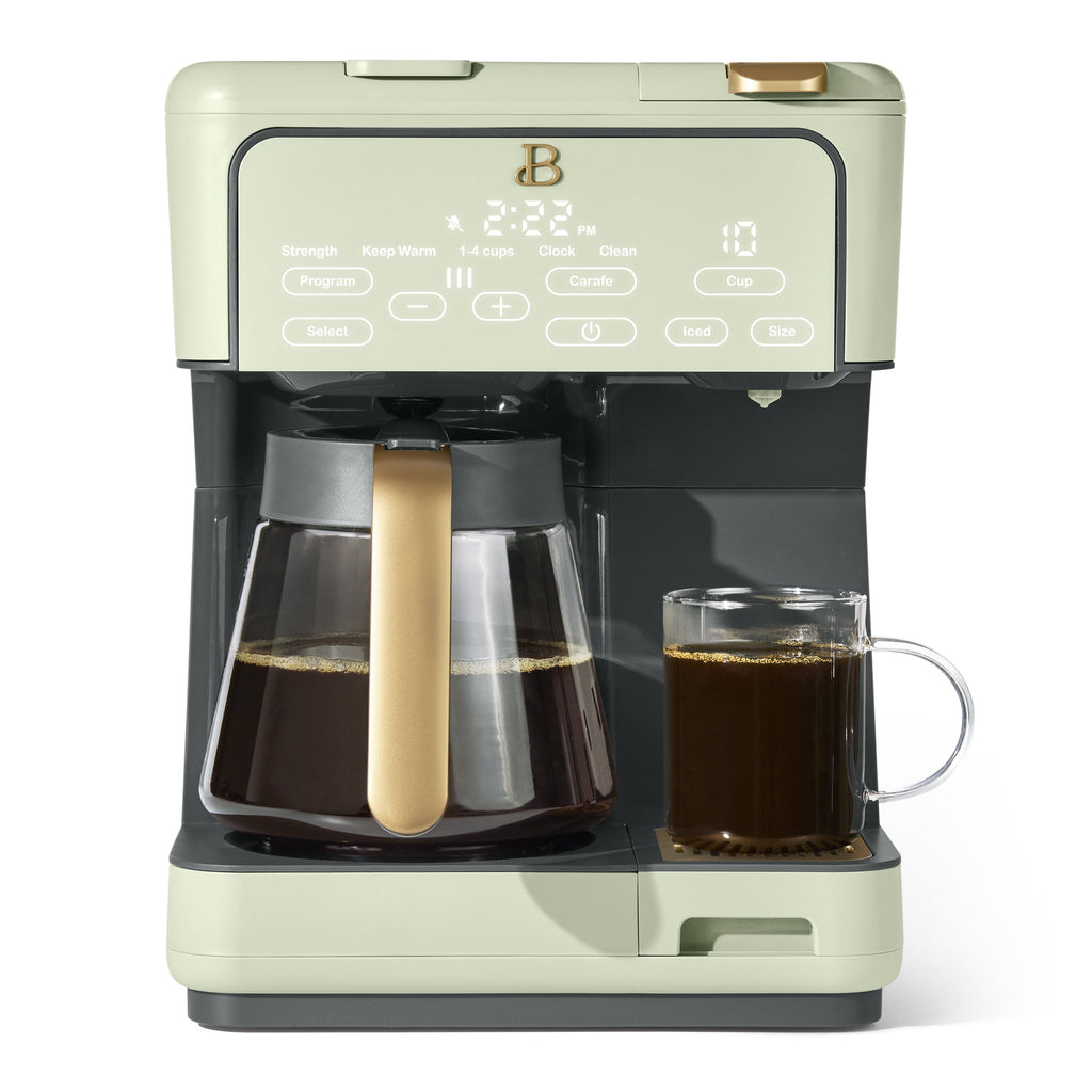Beautiful by Drew Barrymore Multi-Brew 12-Cup Programmable Drip & Single-Serve Coffee Maker, White Icing