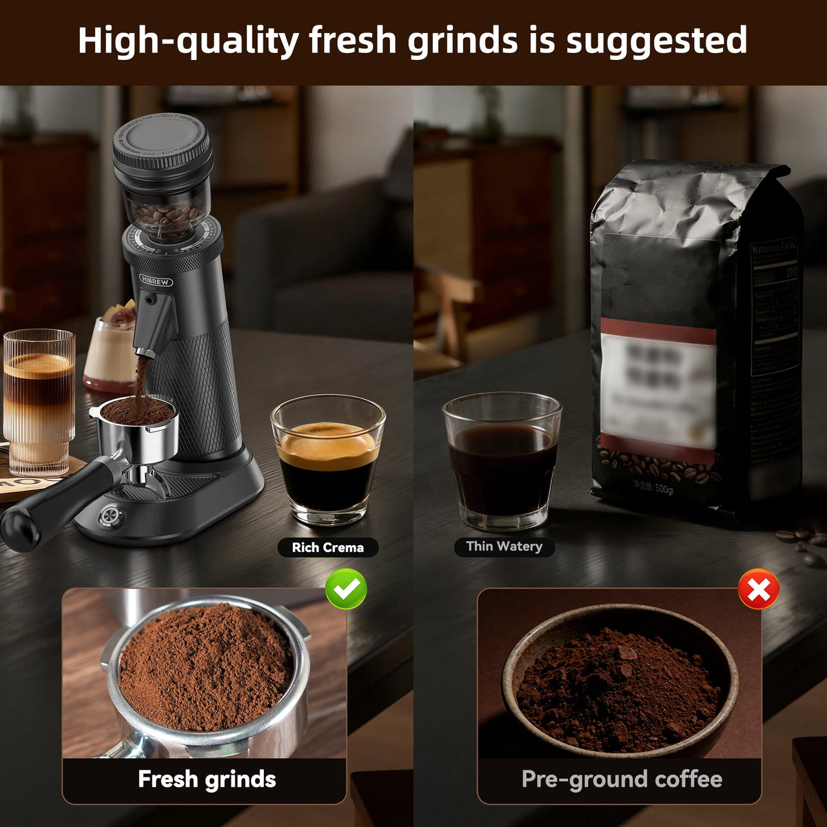 HiBREW 58mm Espresso Machine H10A, 20 Bar Coffee Maker with PID Temperature Control &Steam Wand, Stainless Steel Coffee Machine for Home Use