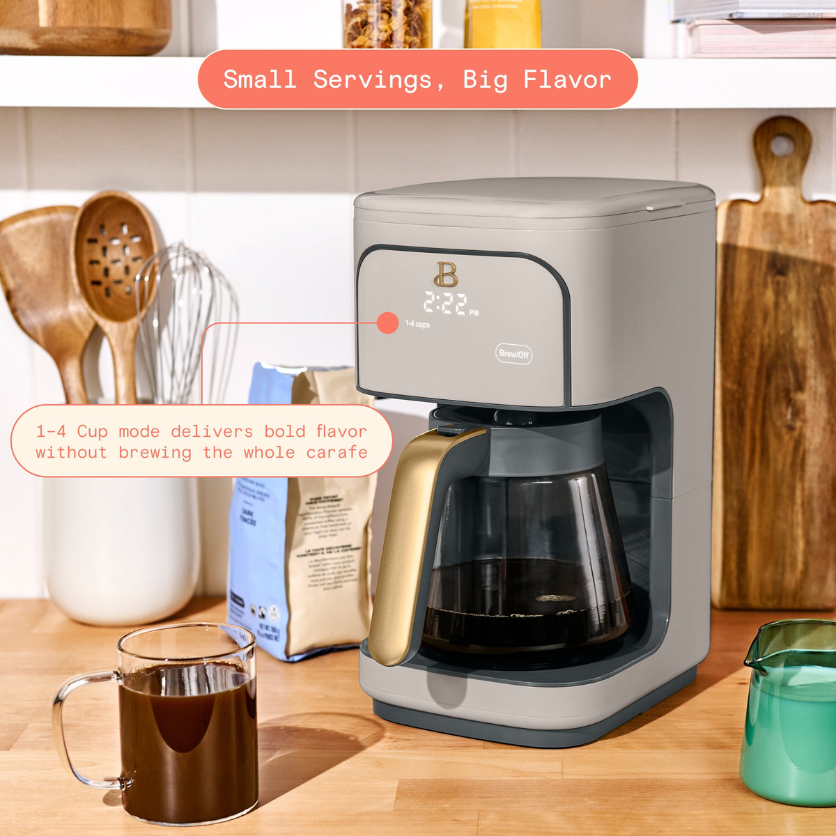 Beautiful by Drew Barrymore 12-Cup Programmable Coffee Maker, White Icing