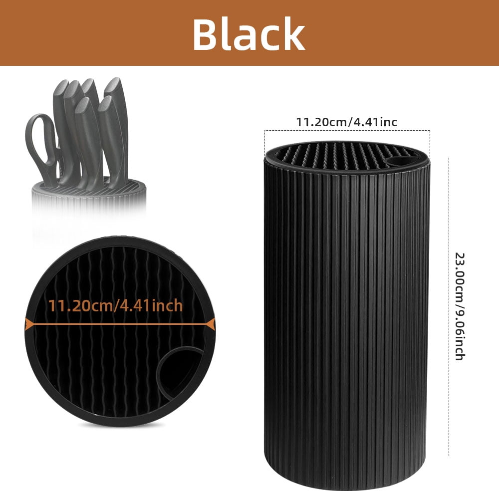 MYVIT Universal Knife Block Holder without Knives Countertop Kitchen Knife Storage with Scissor and Sharpening Rod Slot