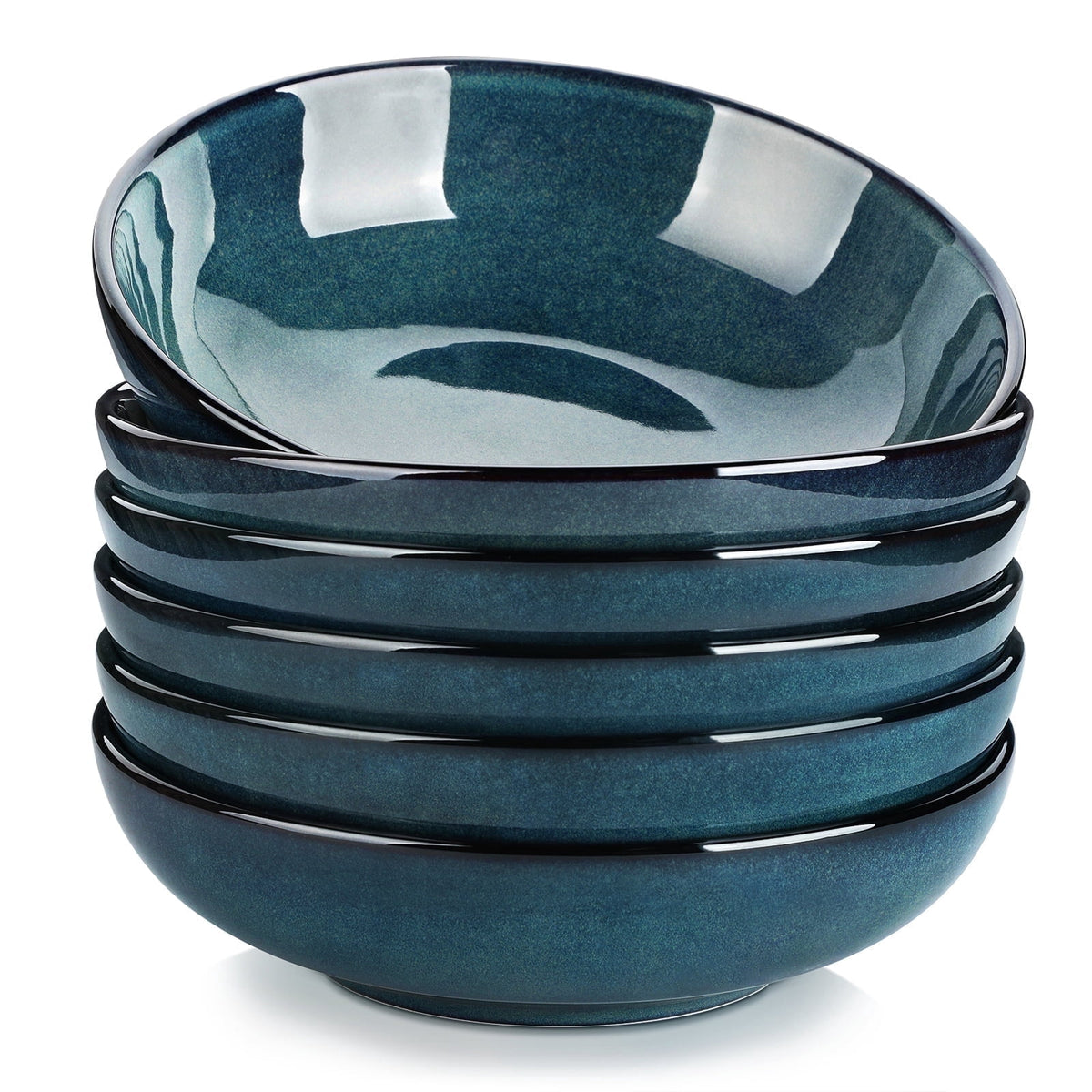 Malacasa Pasta Bowls Set of 6, 38 oz Procelain Salad Bowls, Large Serving Soup Bowls for Kitchen, Dishwasher & Microwave Safe, Green