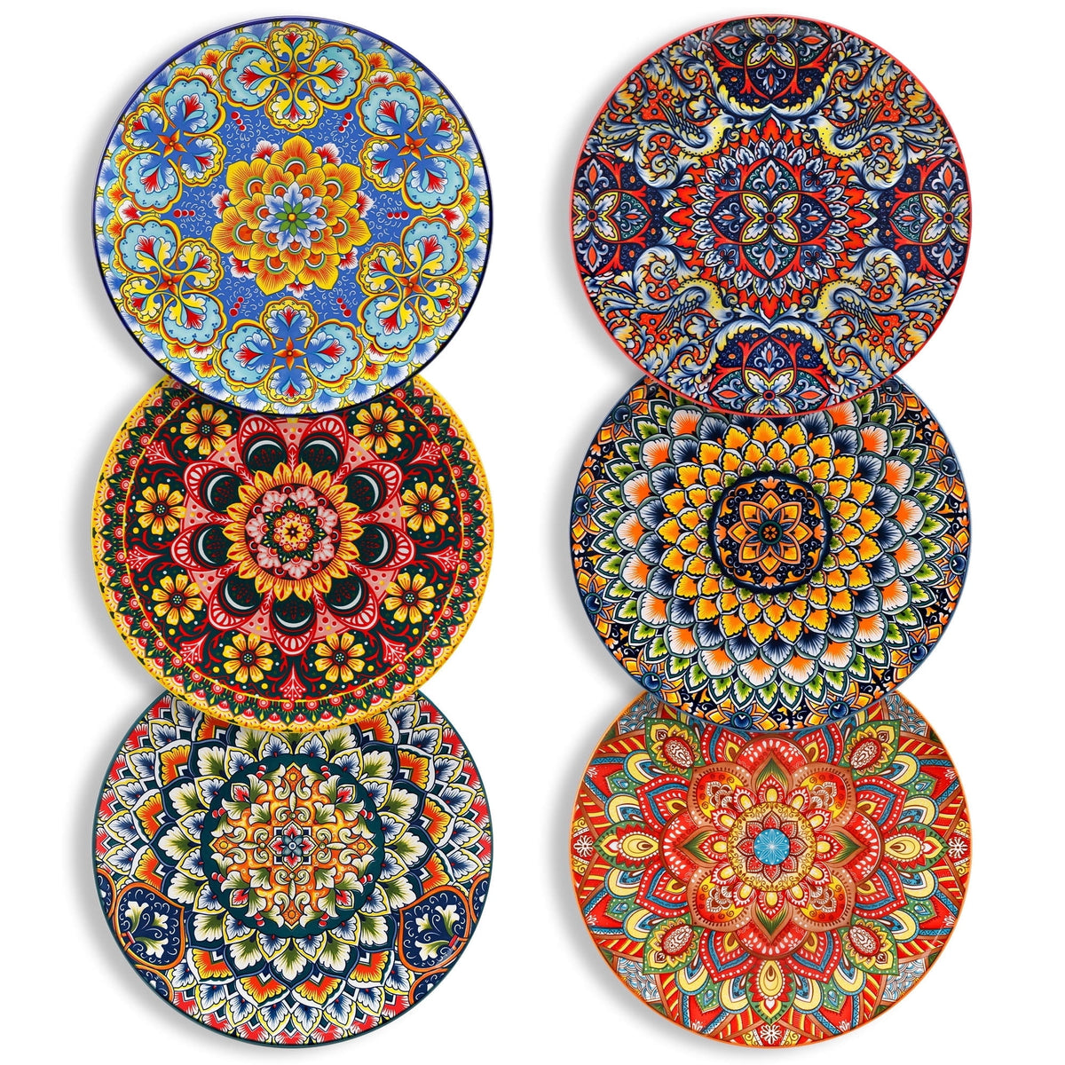 Vancasso Dinner Plates Set of 6, 8.5" Ceramic Dessert Plates, Dinnerware Dishes Set for Salad, Snack, Cake, Microwave & Dishwasher Safe, Bohemian Style, Series LUMI